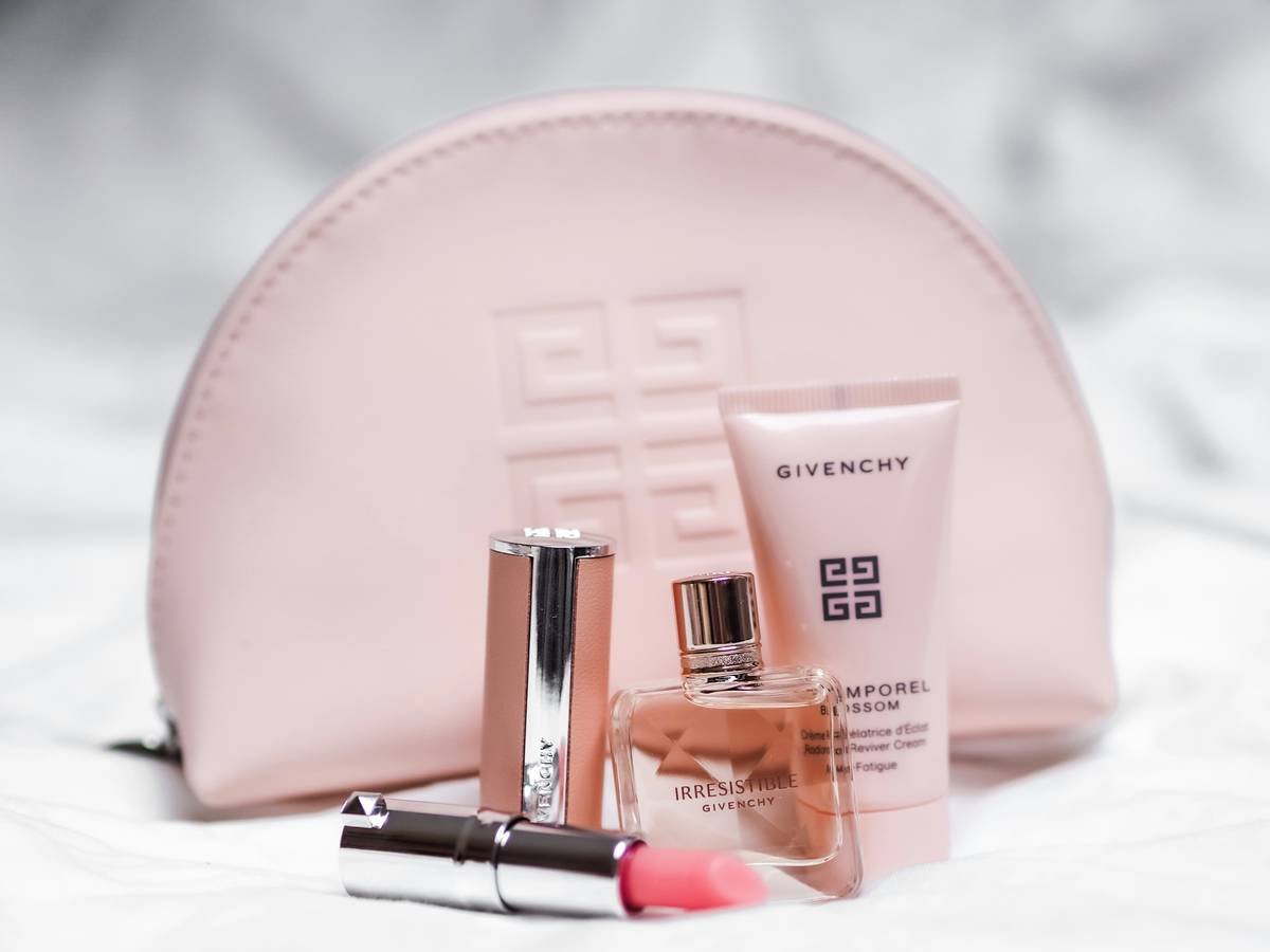 Essential beauty pouch with organized compartments for skincare and makeup tools